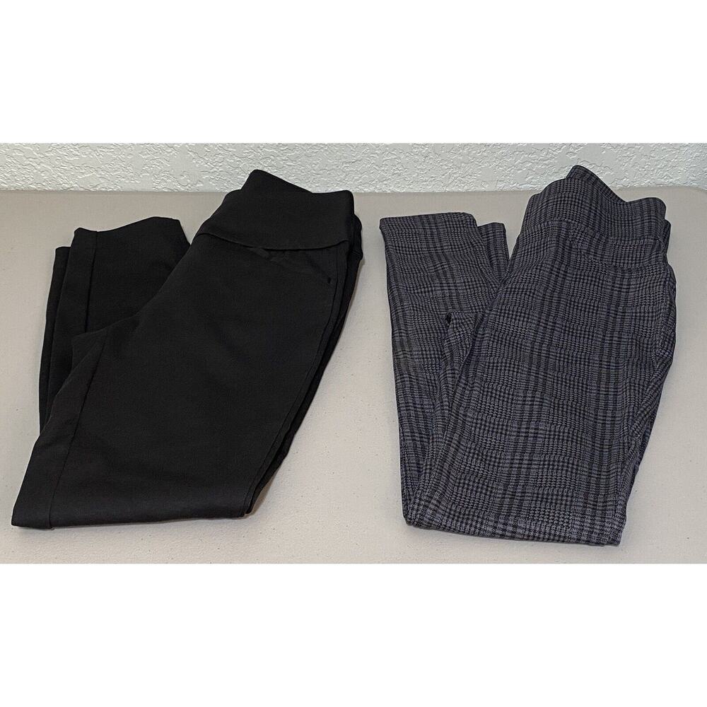 NEW YORK & CO WOMEN'S SKINNY STRETCH DRESS PANTS LOT 2 PAIR XS BLACK GRAY PLAID